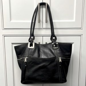 Tignanello Large Black Leather Tote